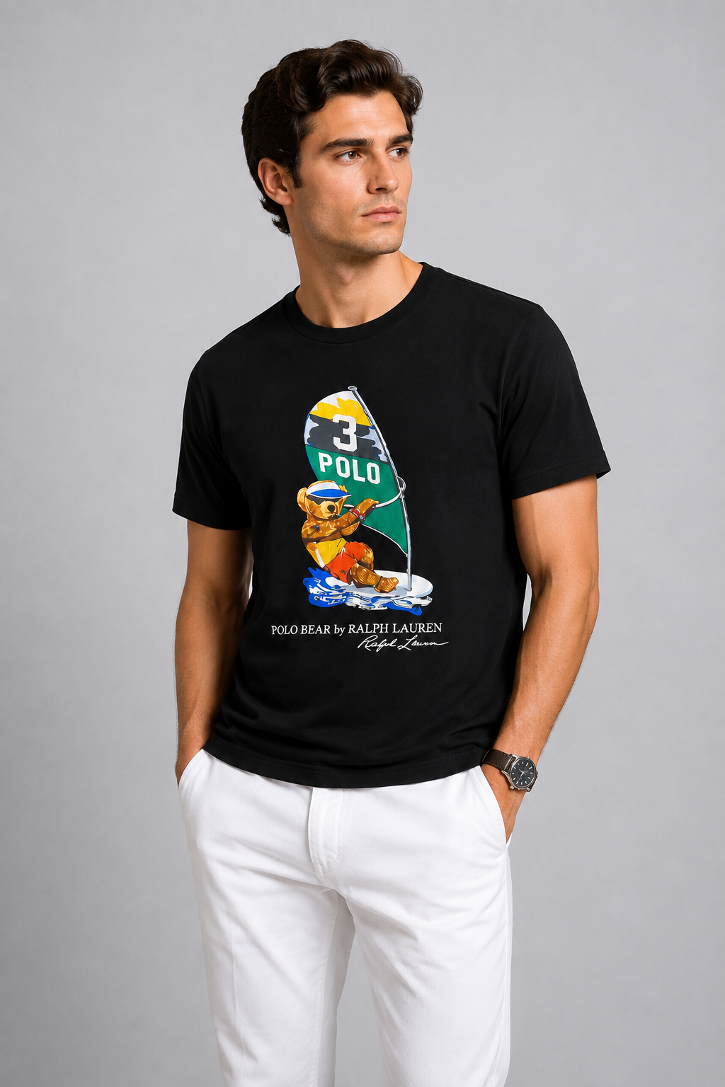 Polo Bear Tees | Black / Surfing